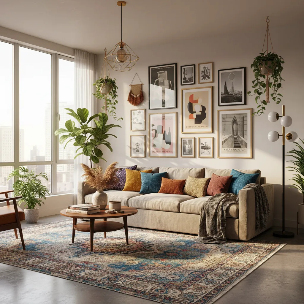 Apartamento moderno con decoración ecléctica y toques maximalistas