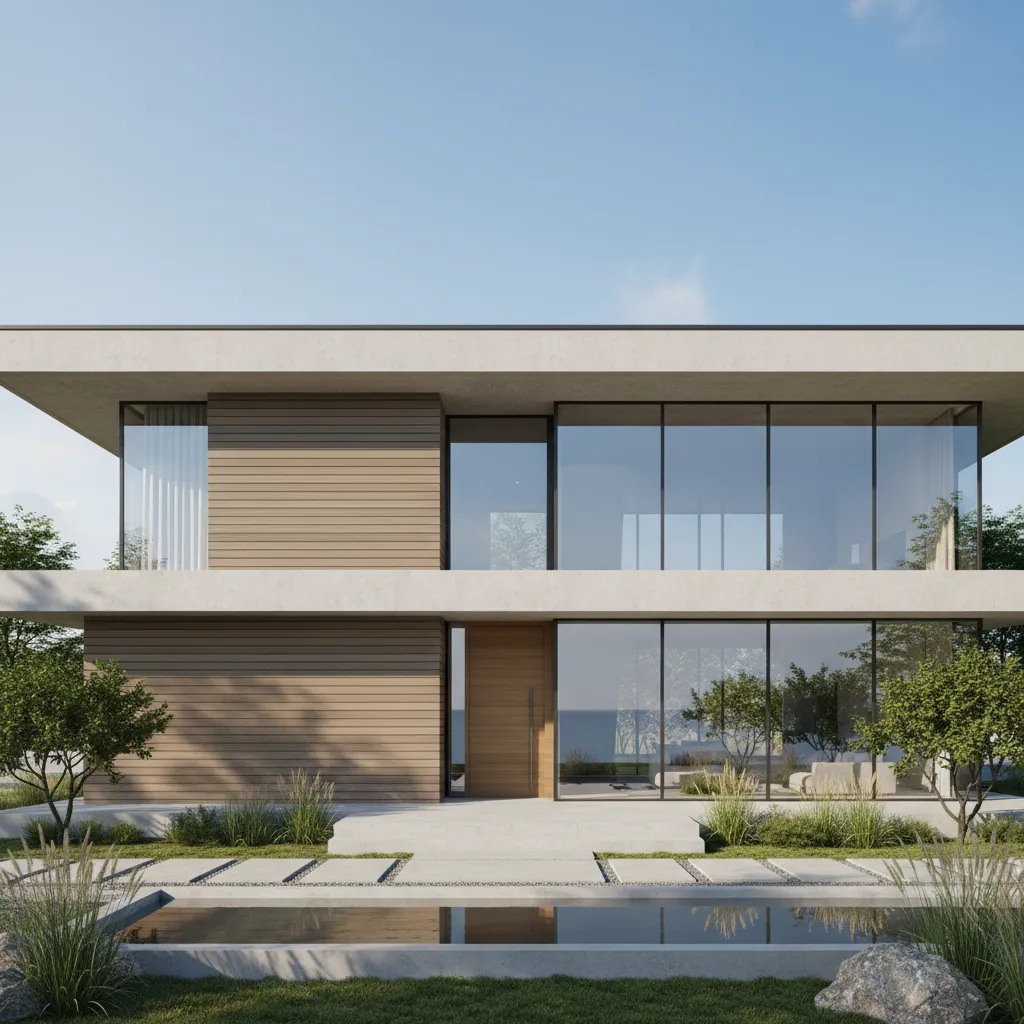 Contemporary home exterior showing wall design aligned with modern architecture