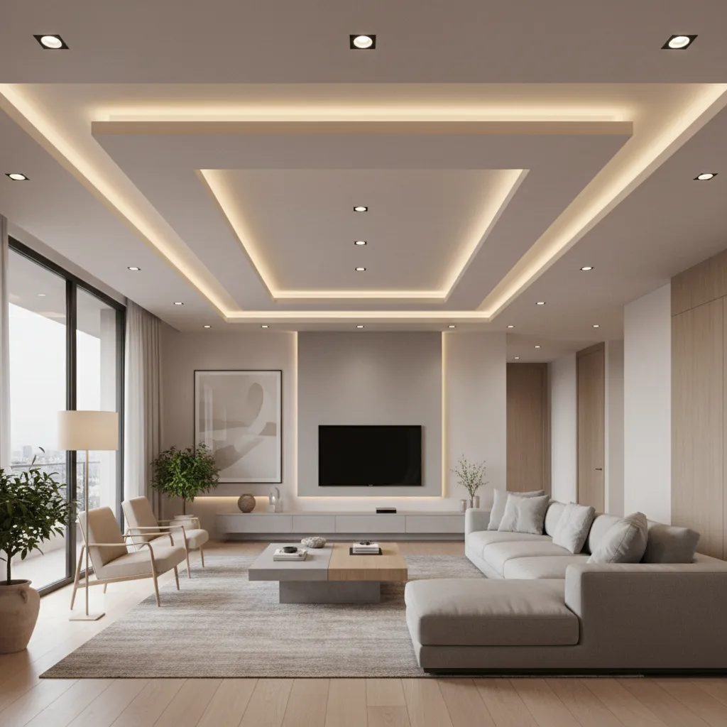 Modern False Ceiling Designs for Living Room in Flats