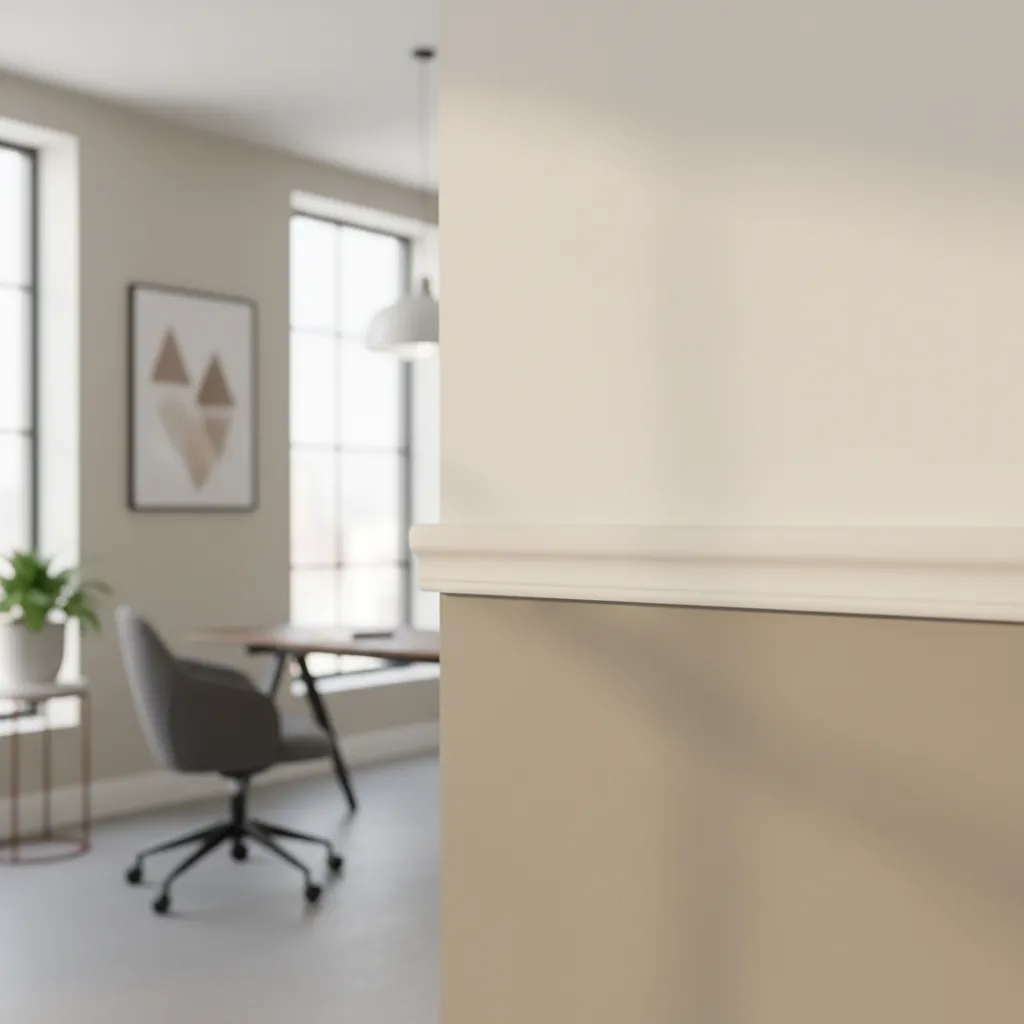 minimal flat chair rail trim profile on modern office wall