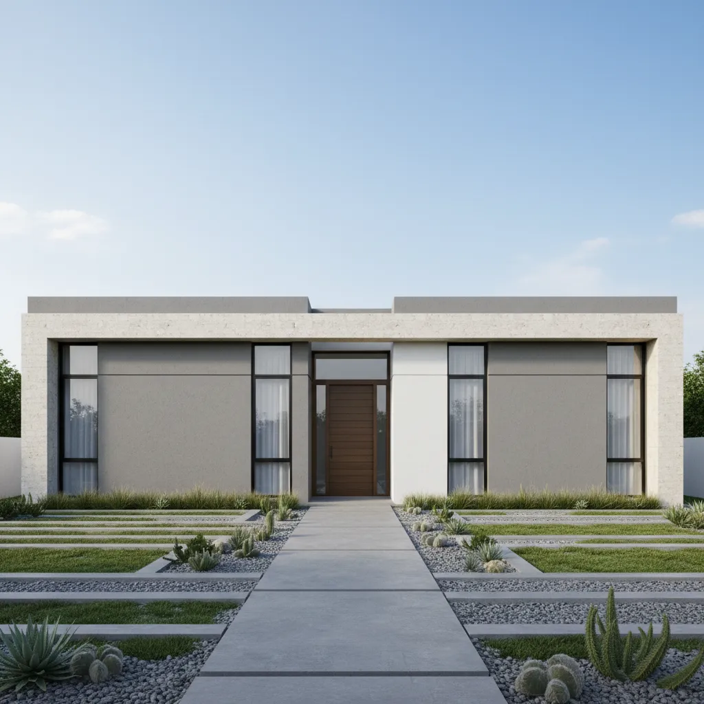 modern flat parapet wall design on contemporary single story house