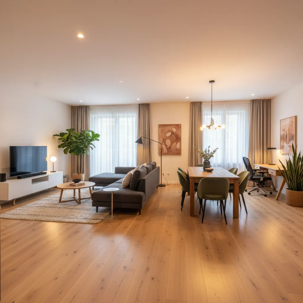 Apartamento moderno con distribución abierta y zonas definidas