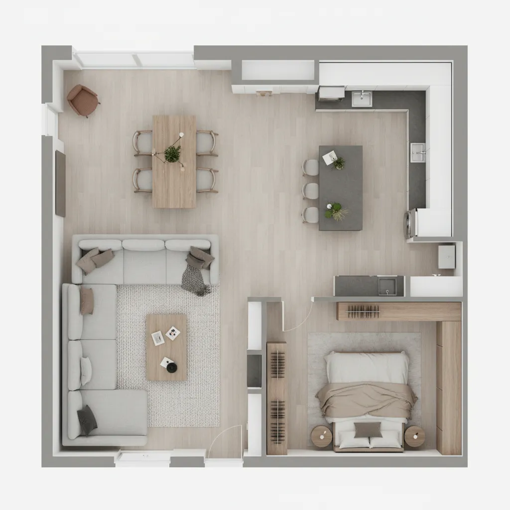 modern apartment floor plan layout visualization