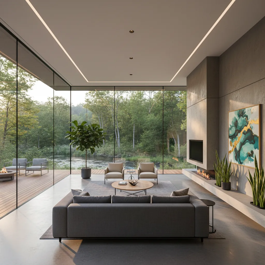 Casa contemporánea de vidrio con vistas abiertas al entorno natural