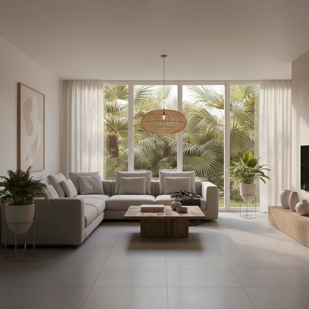 modern gray matte tile floor in a contemporary living room