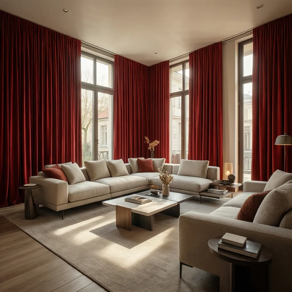 How Interior Designers Use Red Curtains in Modern Hall Design