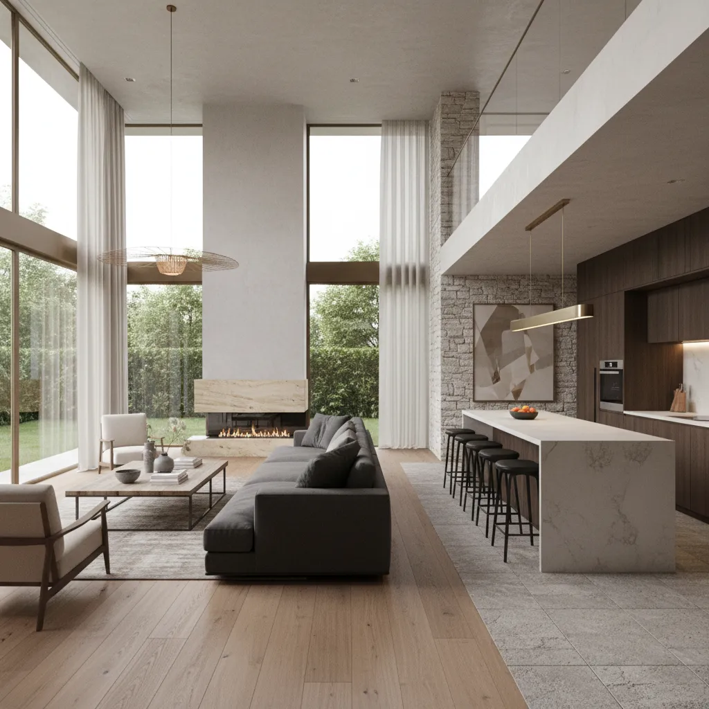 Render realista de una vivienda moderna diseñado digitalmente
