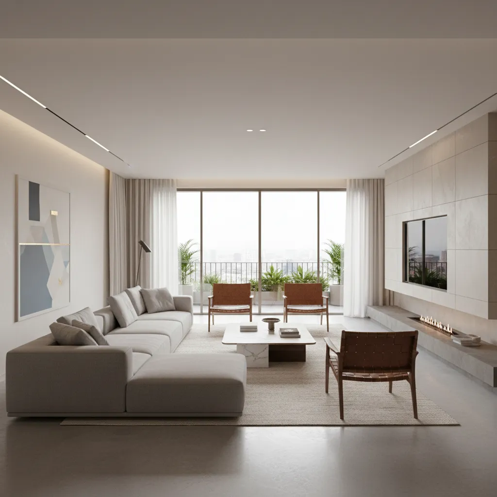 Modern home interior layout planning with furniture arrangement