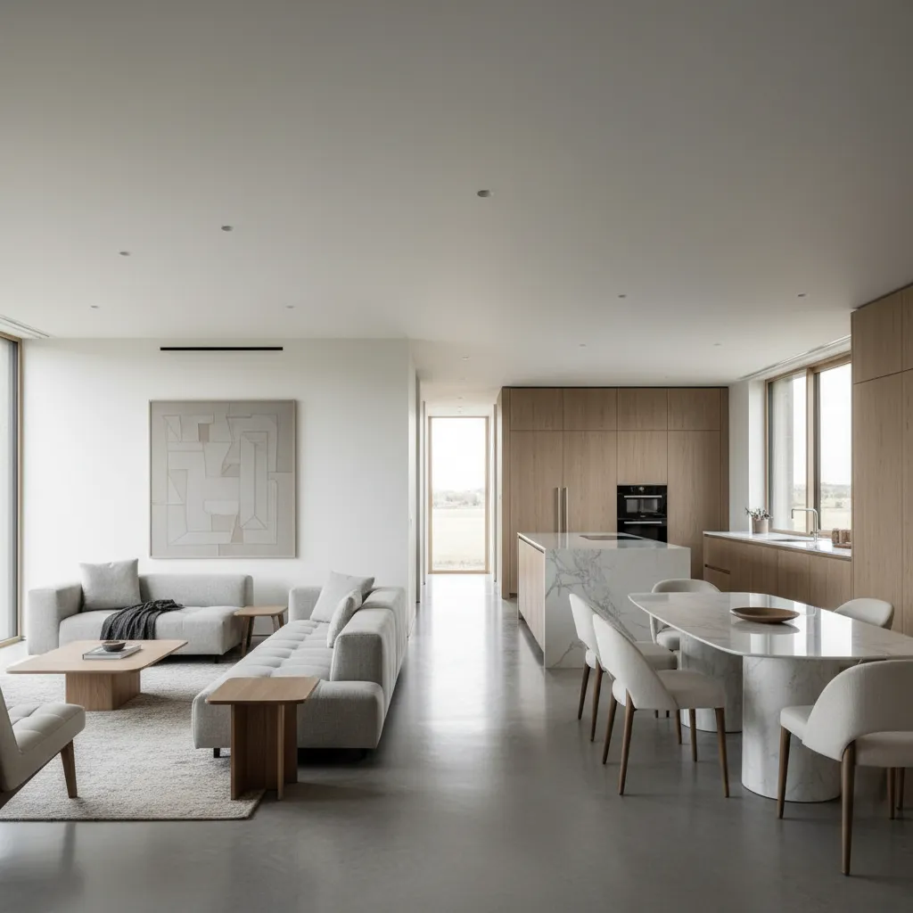 Diseño interior moderno con distribución funcional