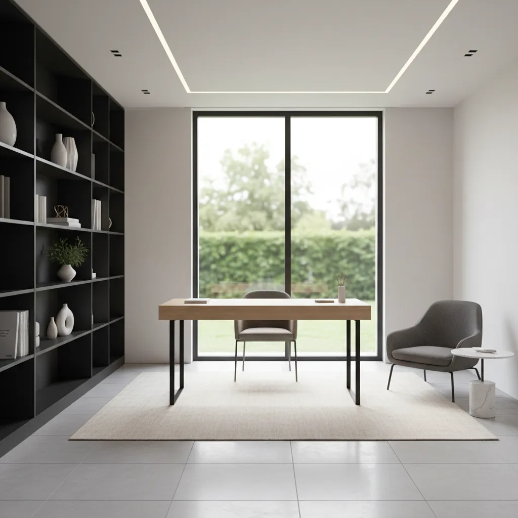 modern residential home office integrated into house floor plan
