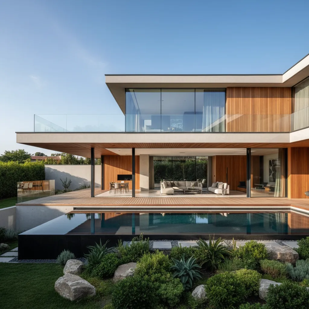 Diseño de casa moderna con sótano y piscina