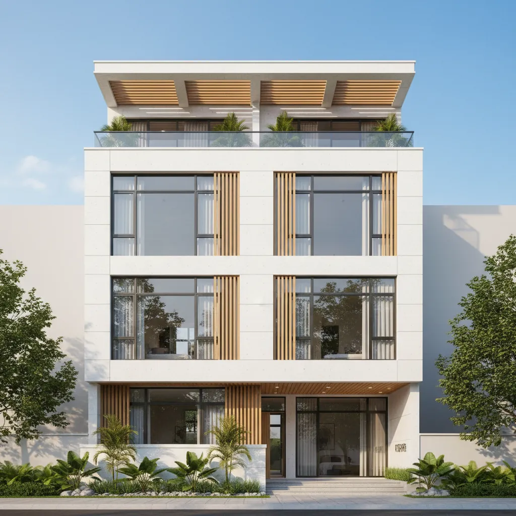 Modern Vietnamese townhouse exterior in Da Nang architectural style