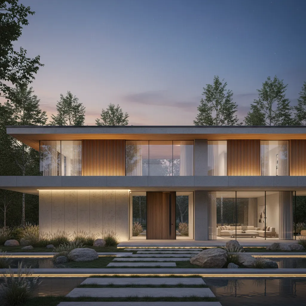 How to Optimize Lighting Landscaping and Materials for Modern House Facades