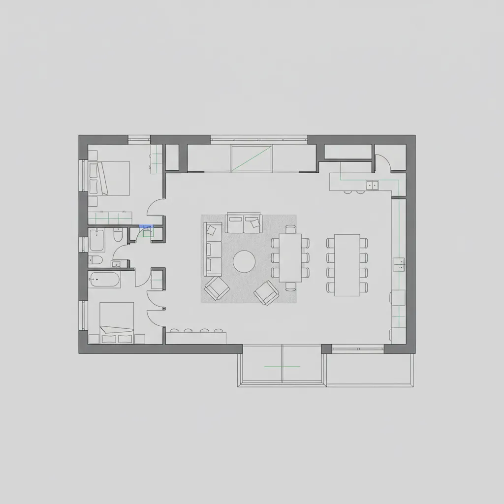 Plano de distribución de una casa moderna
