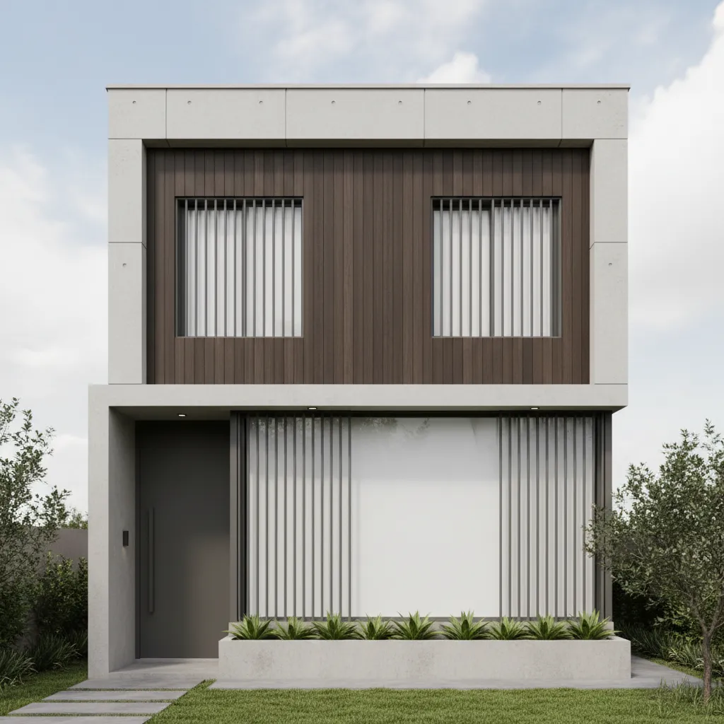 Ventanas con rejas modernas bien proporcionadas en fachada pequeña