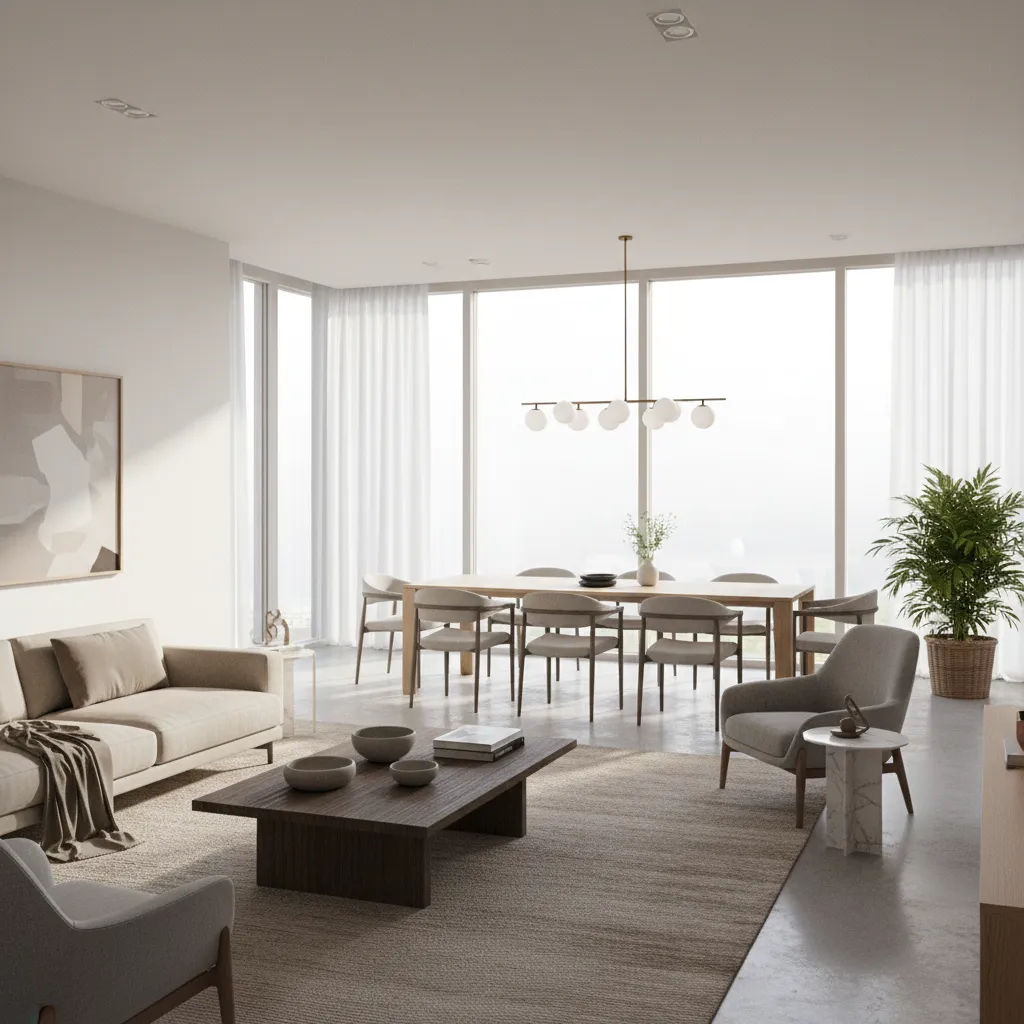 modern open living room interior demonstrating efficient home design planning