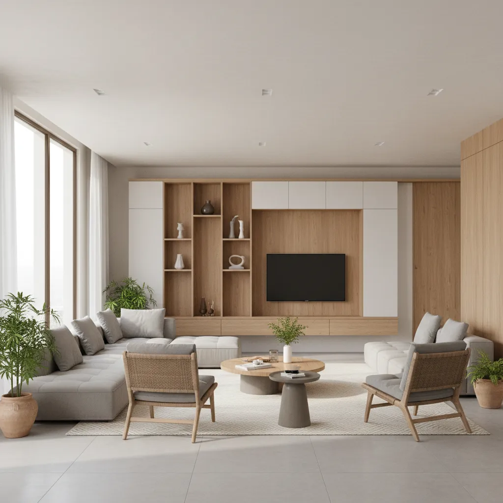 Modern Indian living room with modular furniture and contemporary decor