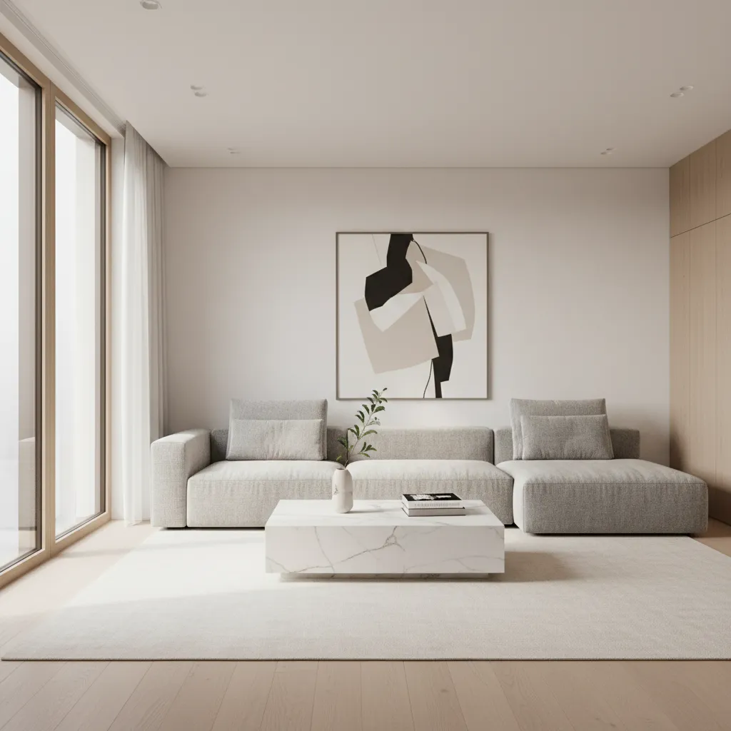 photorealistic interior 3D render of a modern living room