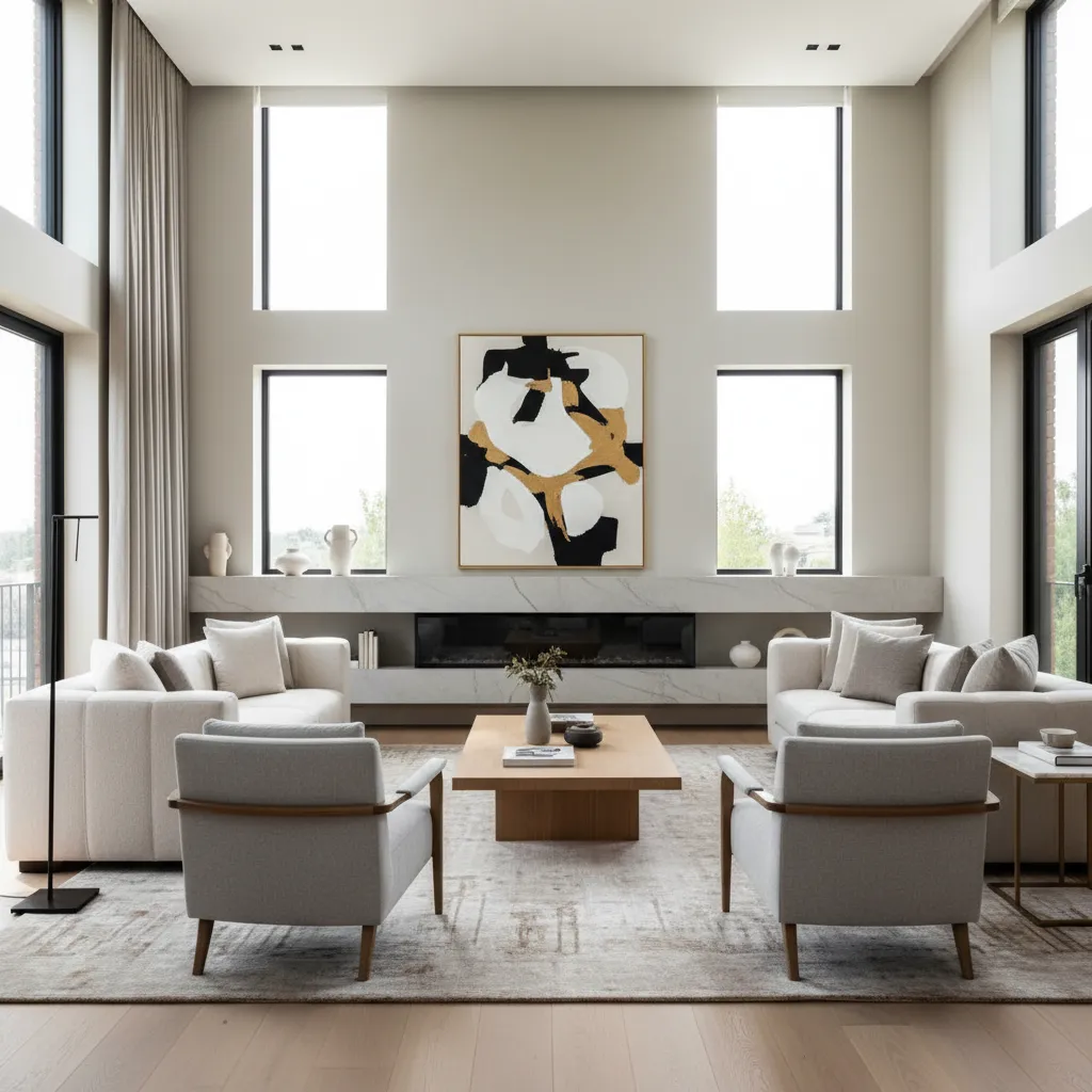 Proyecto terminado de diseño interior contemporáneo en sala moderna