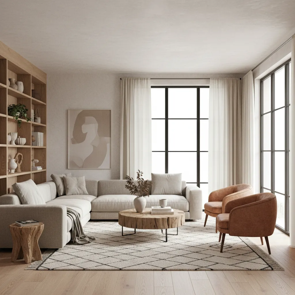 Salón moderno terminado después de un proyecto de decoración