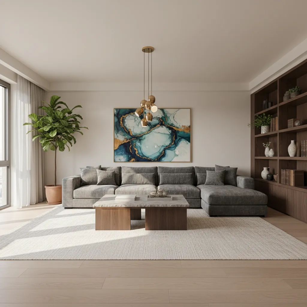 Proyecto de diseño interior moderno terminado con mobiliario y decoración
