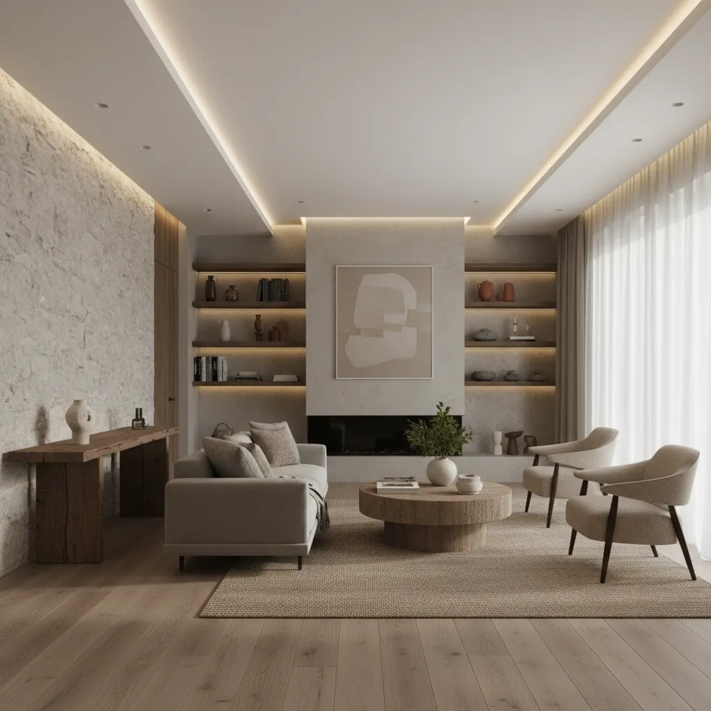 Proyecto terminado de diseño de interiores en una vivienda moderna