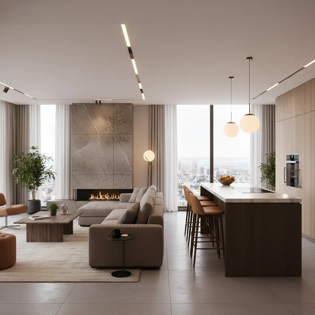 Render de un proyecto de interiorismo moderno realizado por estudiantes