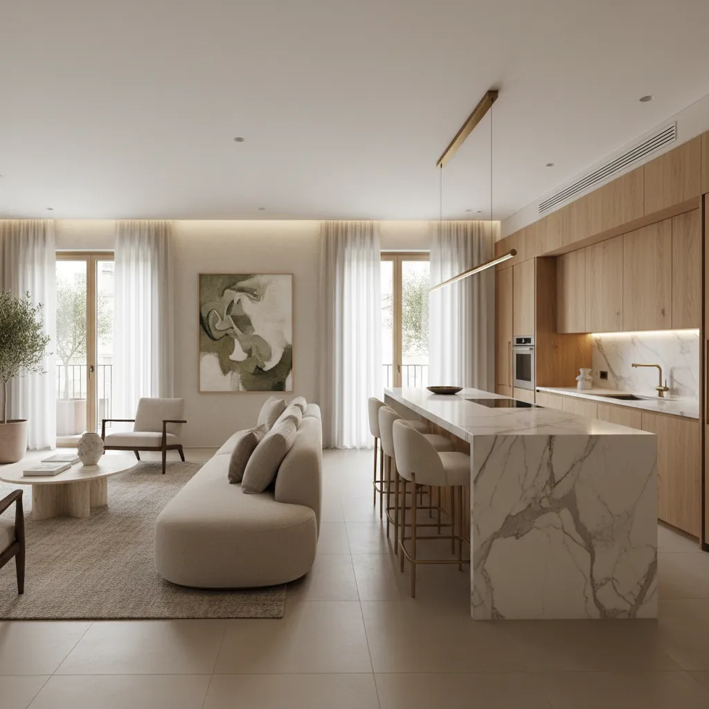 Apartamento moderno con diseño interior italiano minimalista
