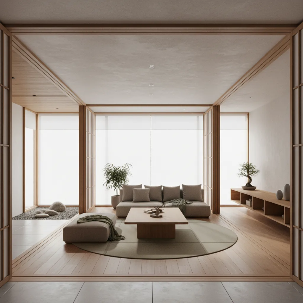 Interior moderno inspirado en diseño japonés