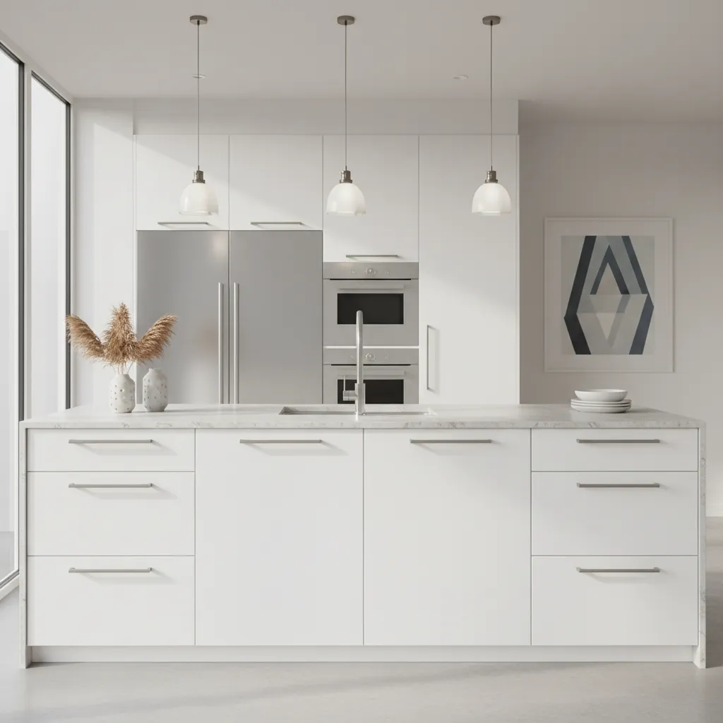 Modern kitchen cabinets with sleek horizontal bar handles