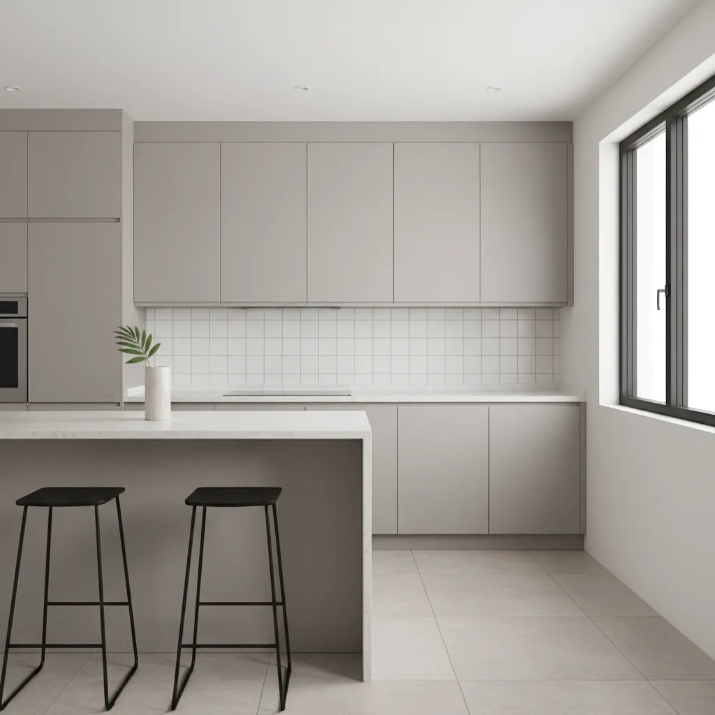 Kitchen cabinets upgraded with laminate cabinet skins on existing cabinet doors