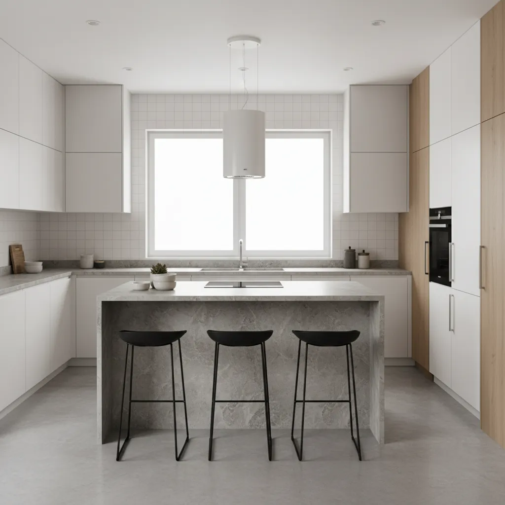 Cocina moderna con distribución funcional y diseño elegante