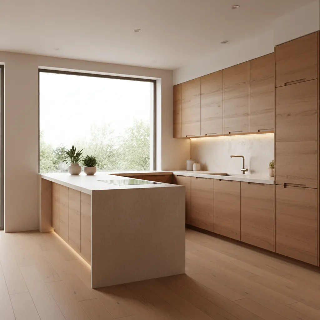 modern kitchen layout showing aligned cabinet handles