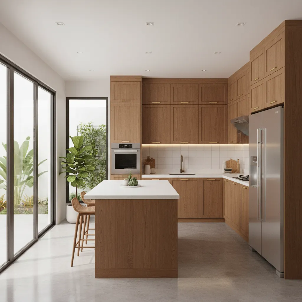 Modern kitchen layout in a contemporary Vietnamese house