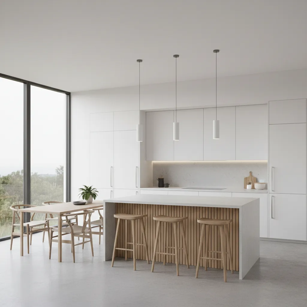 Modern open concept kitchen layout used for digital planning