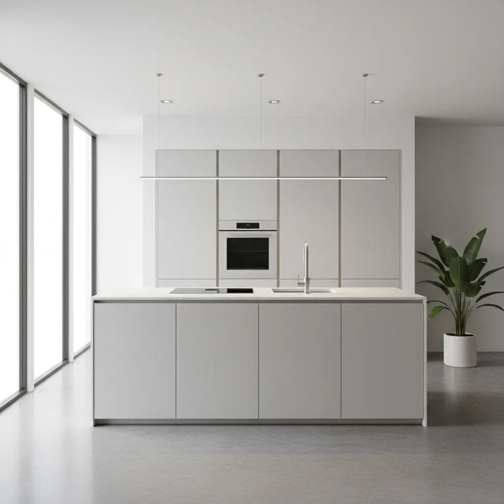 modern kitchen interior with minimalist cabinets and clean layout