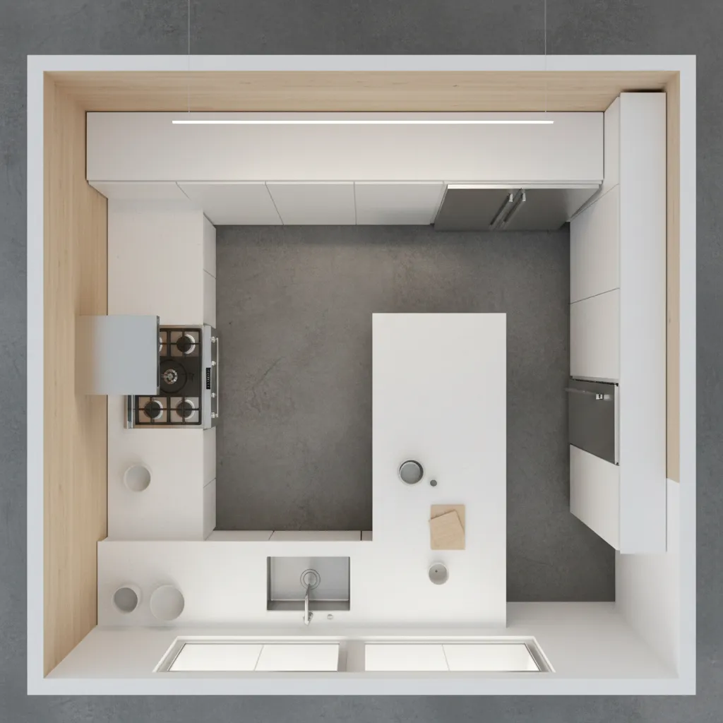 modern kitchen layout showing sink stove refrigerator work triangle