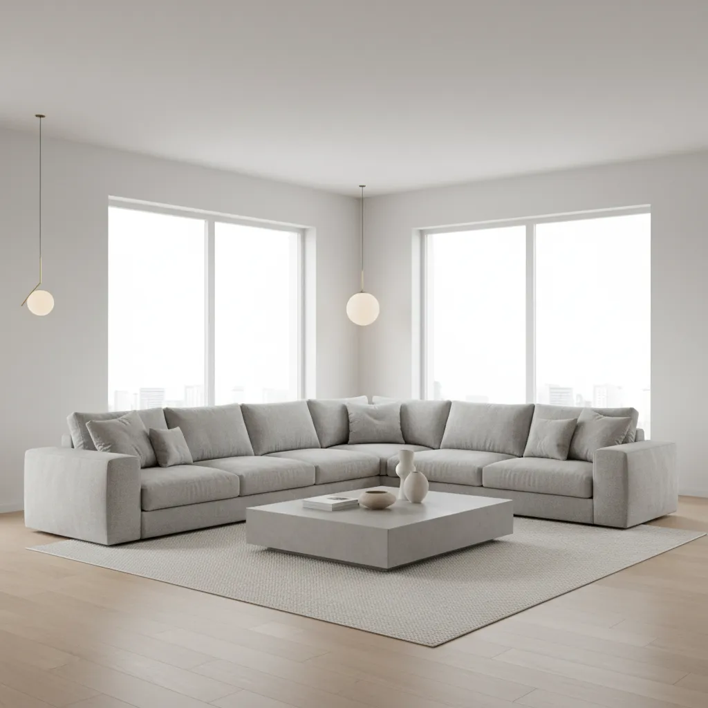 large L shaped sectional sofa in contemporary living room