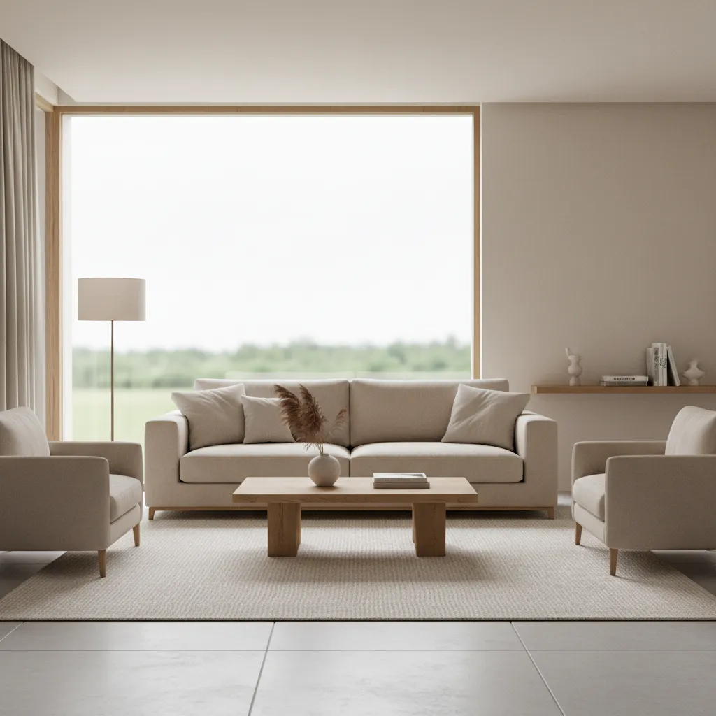 cohesive modern living room with consistent furniture style and decor