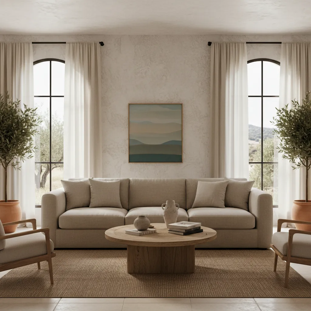 salón reformado con estilo mediterráneo contemporáneo