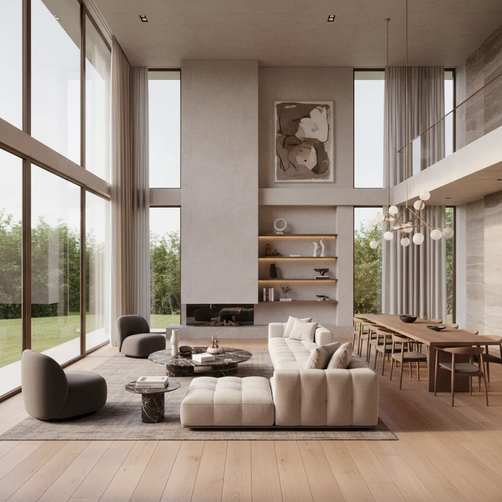 Render 3D de una casa moderna de lujo con diseño minimalista
