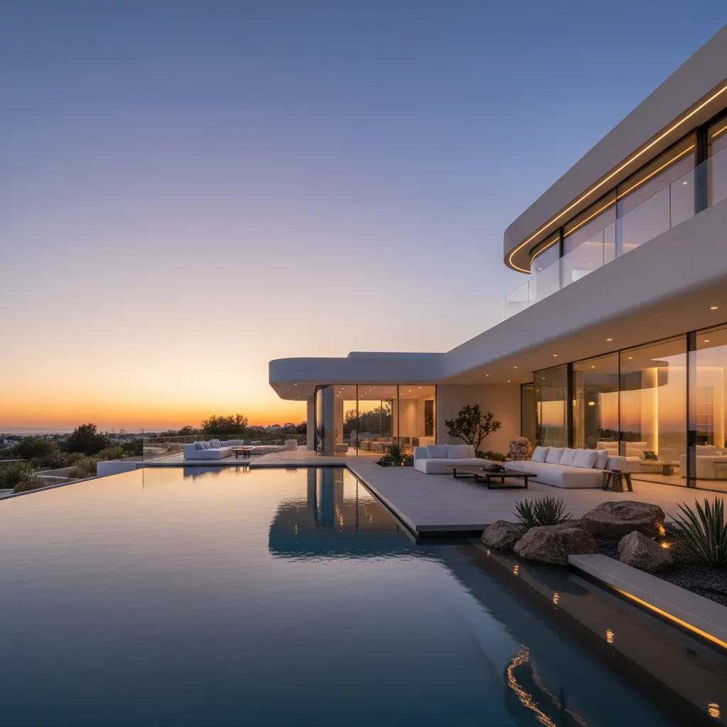 Casa de lujo contemporánea con piscina integrada en el diseño