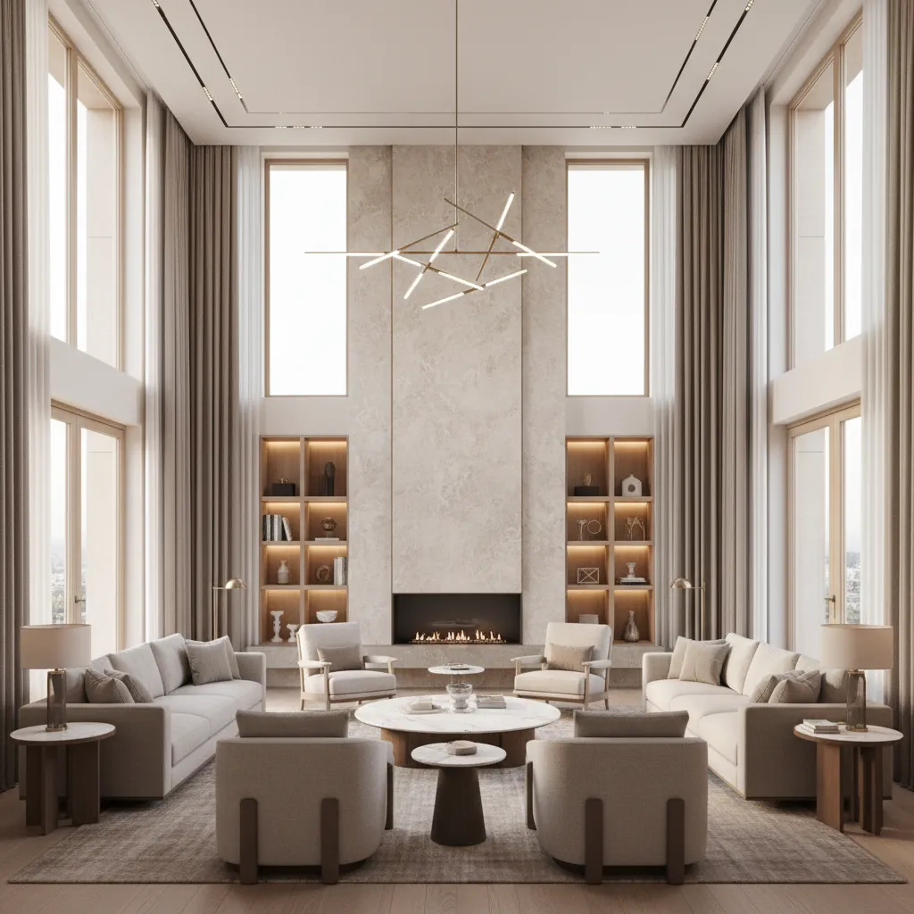 Large open concept living space inside a luxury modern home