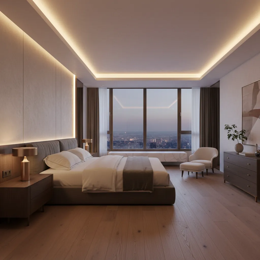 luxury master bedroom in a modern six bedroom house