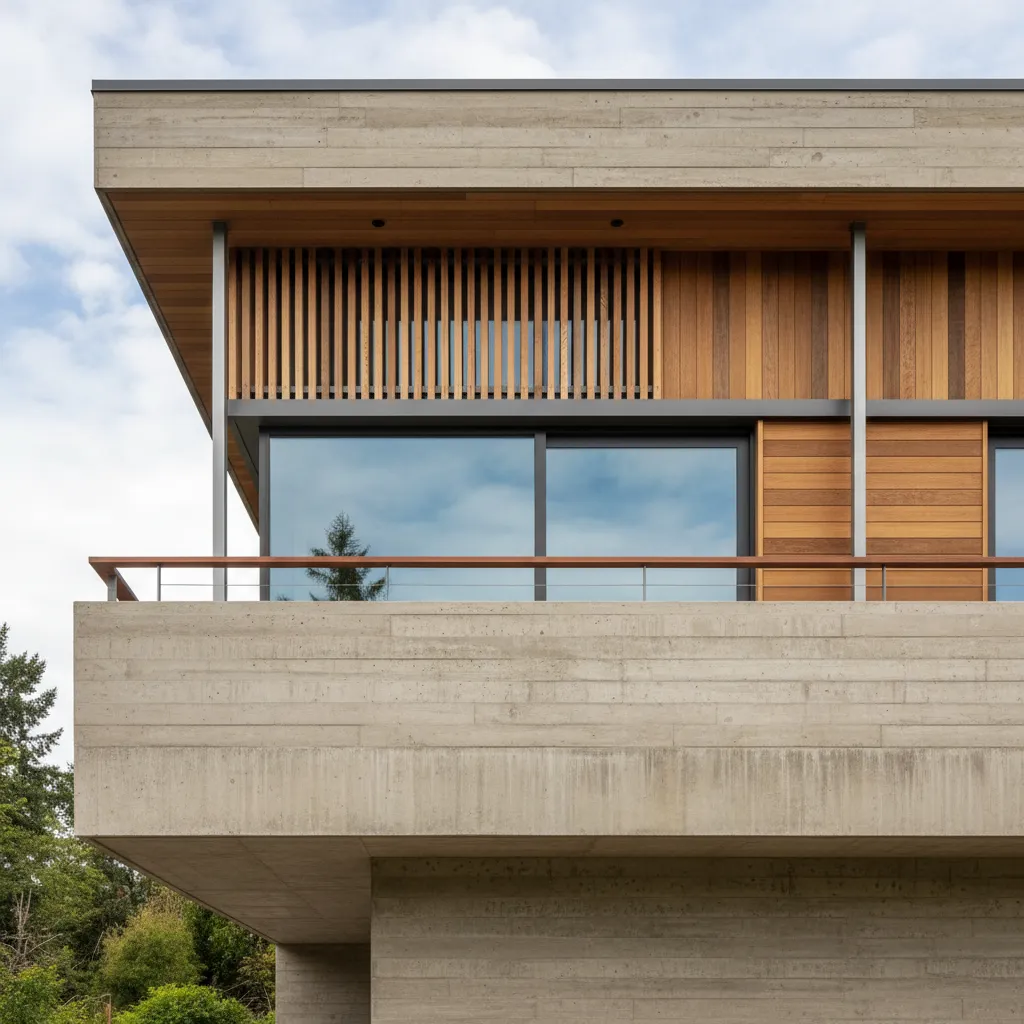 Detalle de materiales modernos en arquitectura residencial