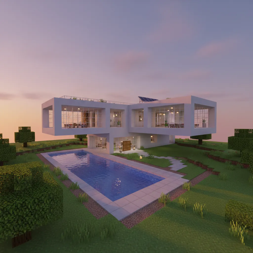 modern Minecraft house used as SMP survival base