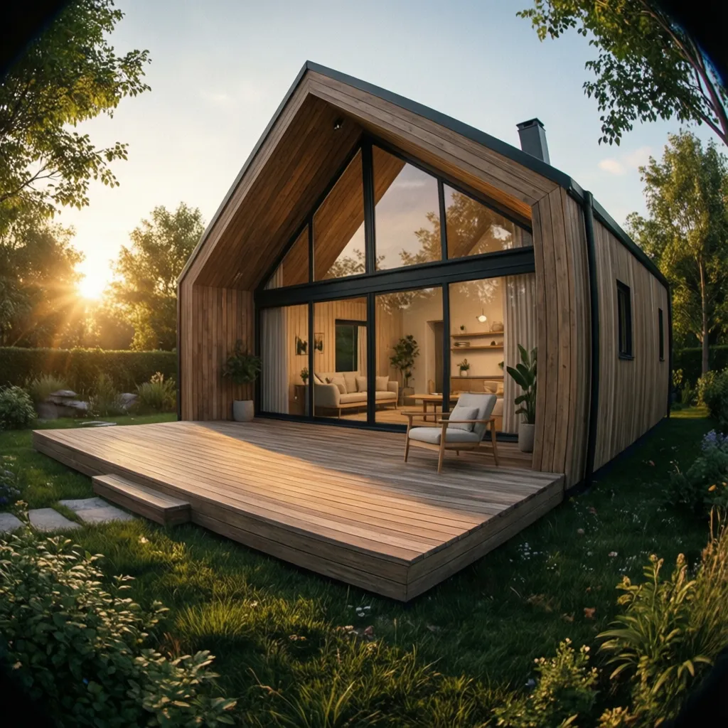 Casa modular moderna de una planta con terraza