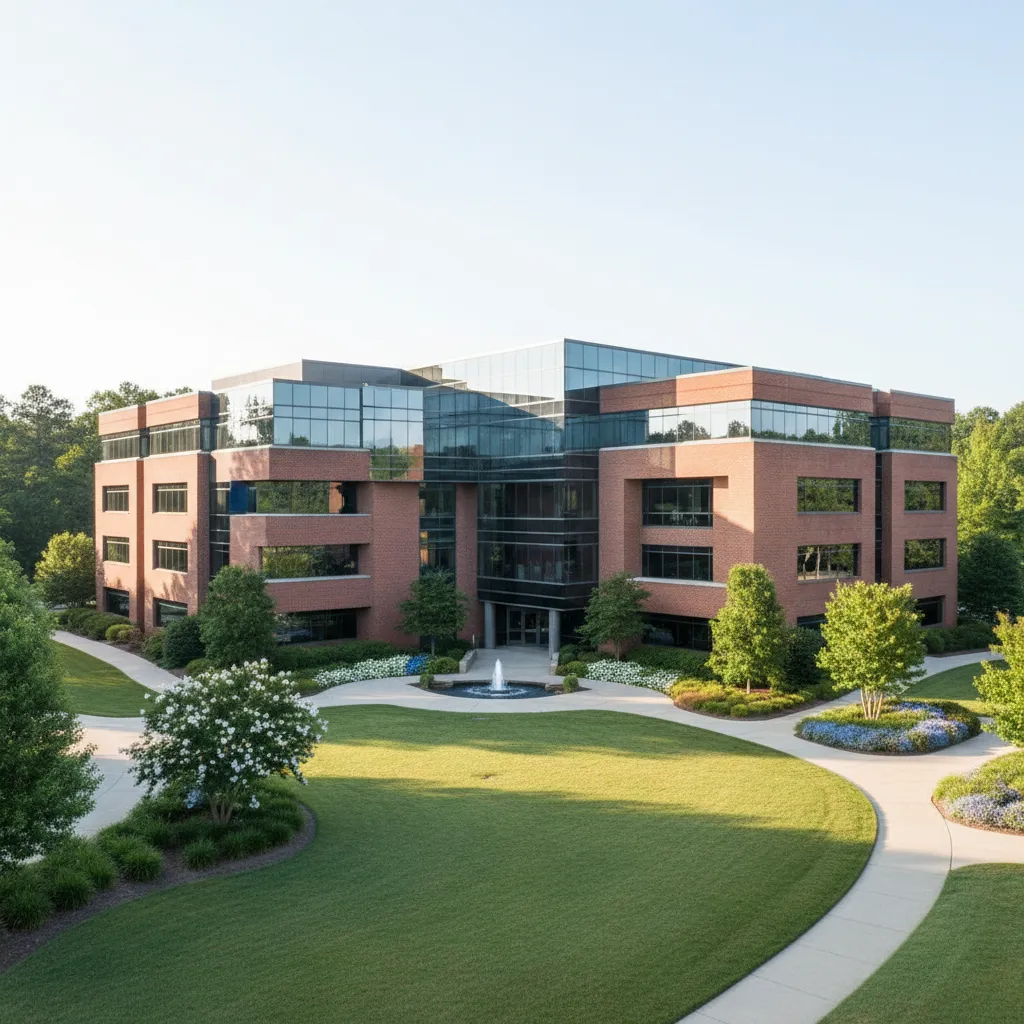 Modern office building exterior representing commercial workspace in Cary NC