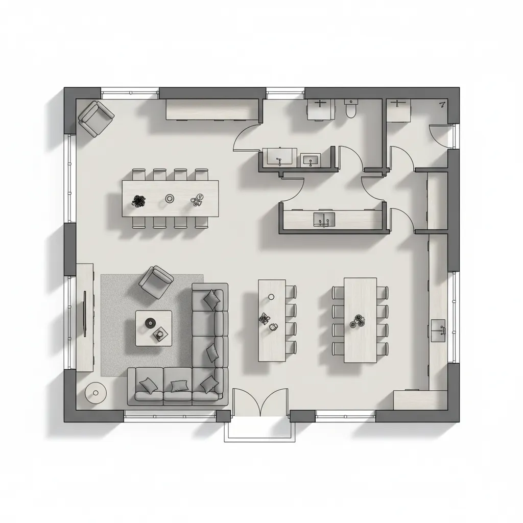 open concept modern home floor plan layout visualization