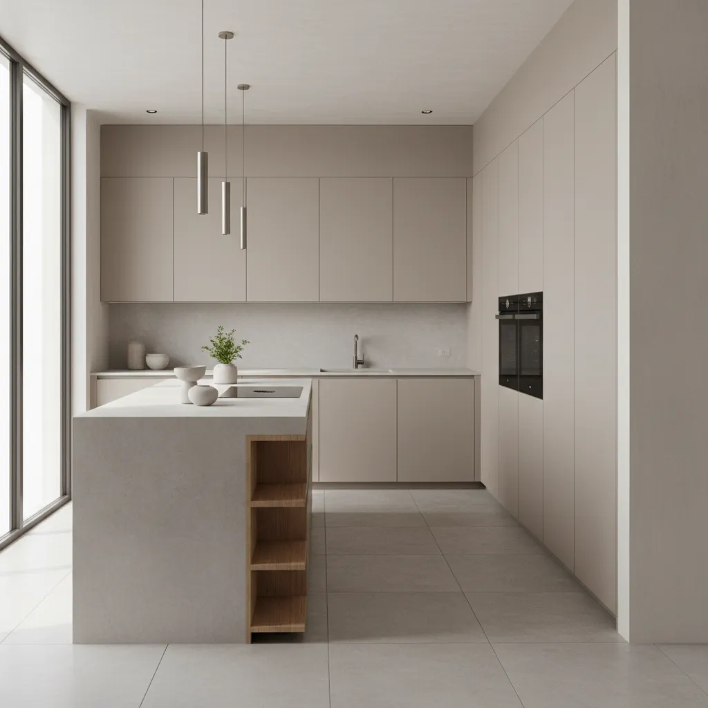 modern kitchen with matte painted cabinets and minimalist design